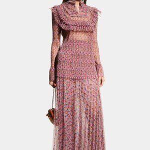 PHILOSOPHY DI LORENZO SERAFINI Italy Floral Tulle Pink Maxi Skirt & Blouse Set